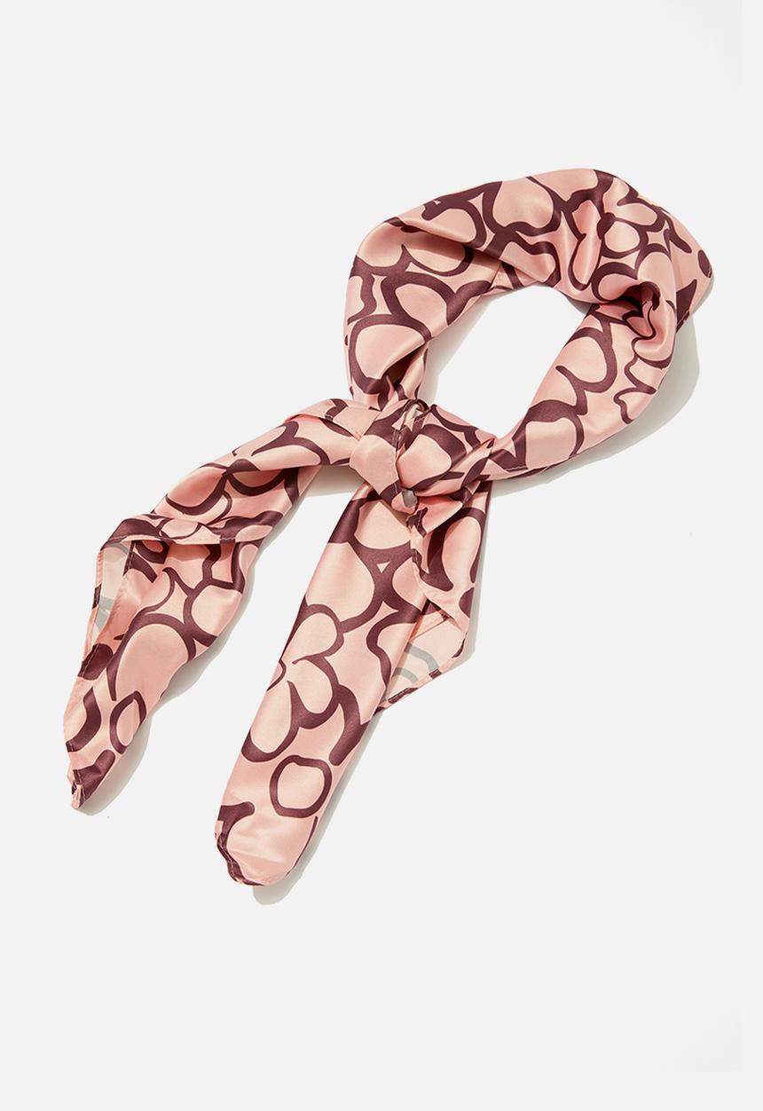 Rubi - Versatile scarf-bonnie brady bunch pink & brown