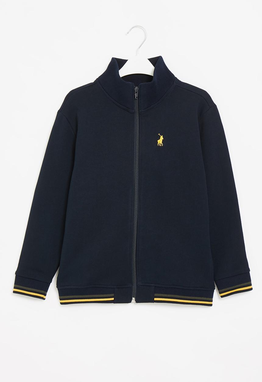 POLO - Boys high neck zip thru sweater - navy