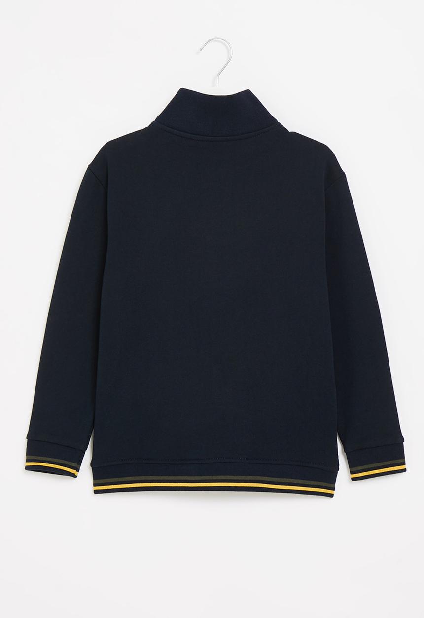 POLO - Boys high neck zip thru sweater - navy