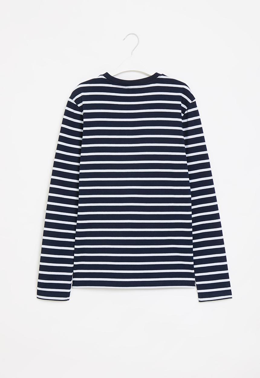 POLO - Boys striped long sleeve embroidered tee - navy