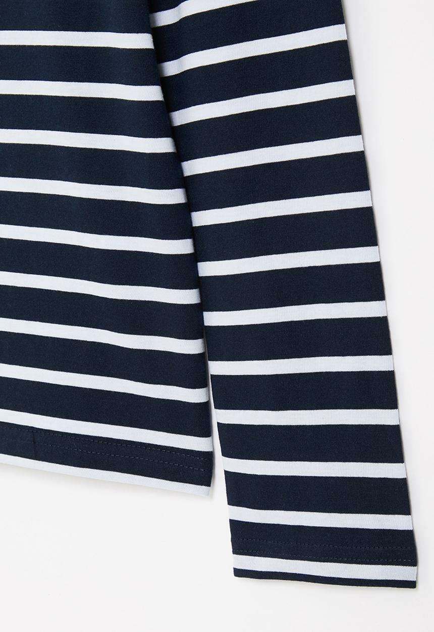 POLO - Boys striped long sleeve embroidered tee - navy