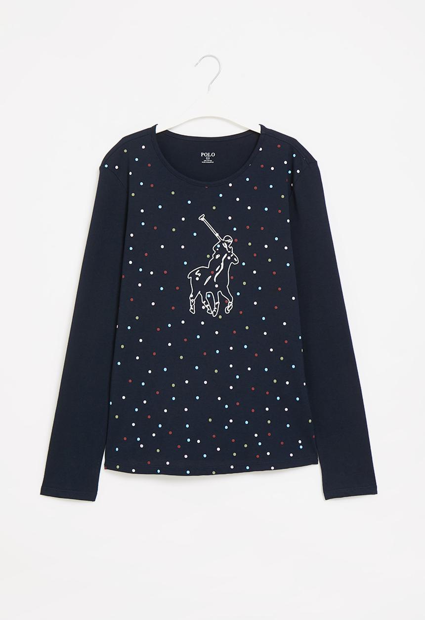 POLO - Girls dot printed long sleeve tee - navy