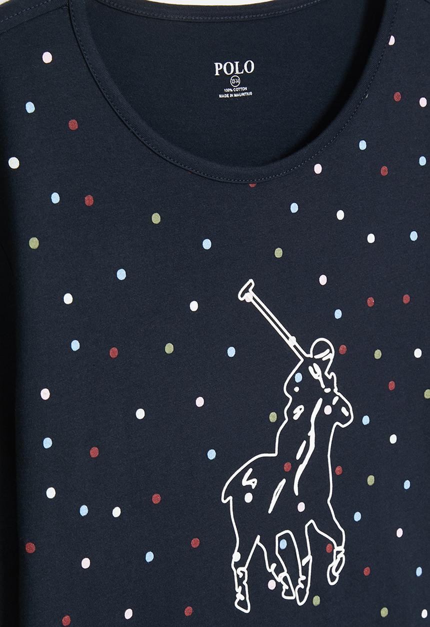 POLO - Girls dot printed long sleeve tee - navy