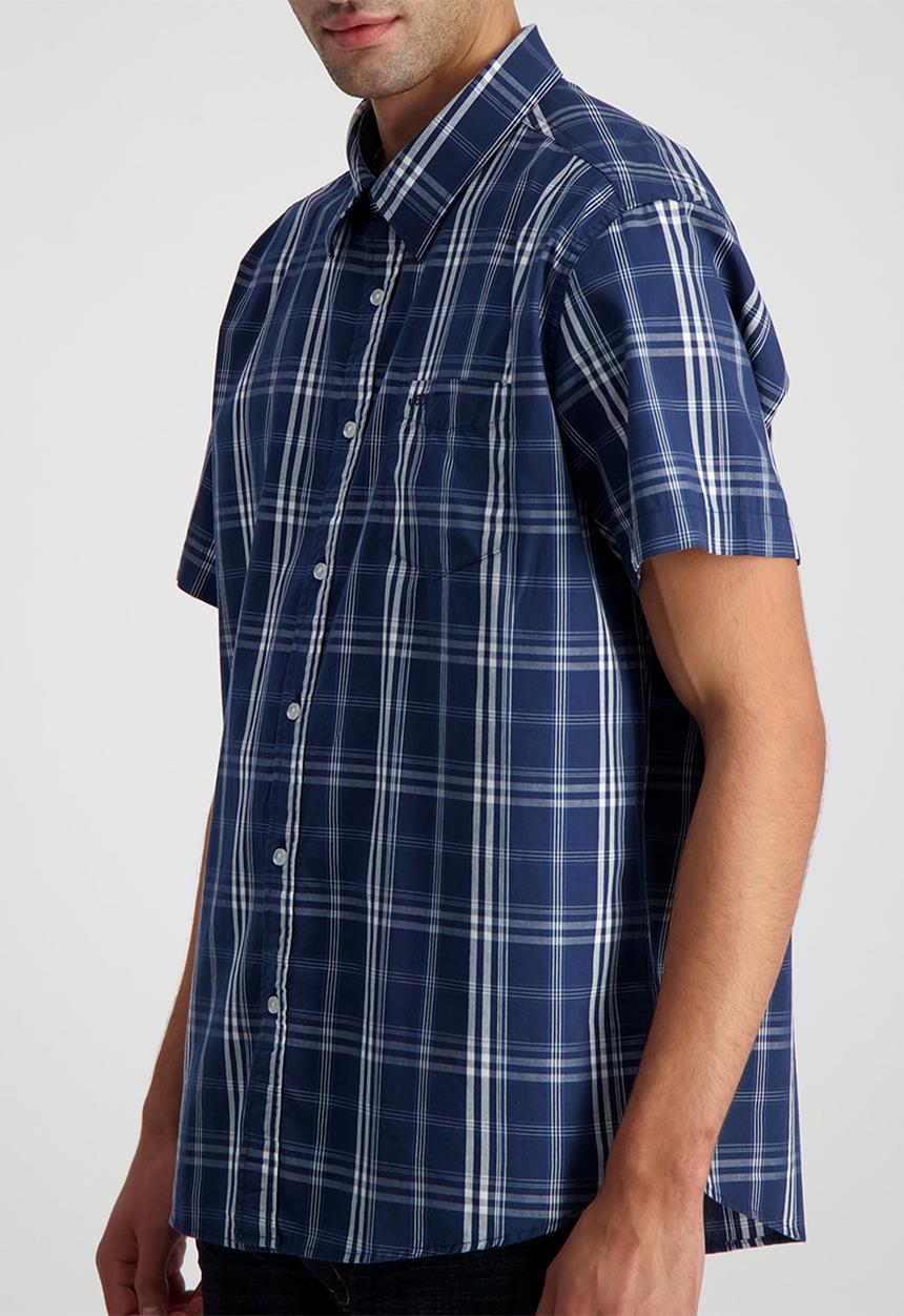 JEEP - Ss yd check shirt-navy/white-jeep - navy/white-jeep