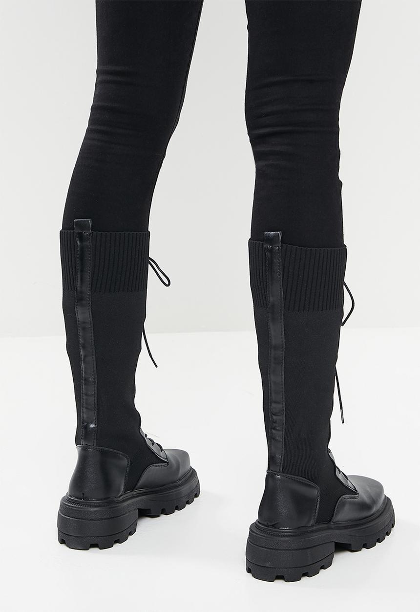 Plum - Nolte lace-up combat boot - black