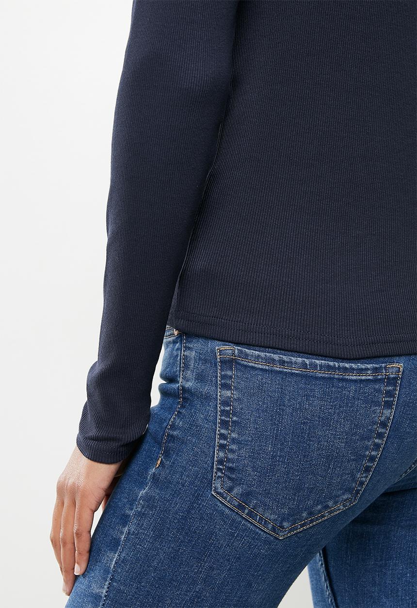 POLO - Woman long sleeve ribbed second skin - navy