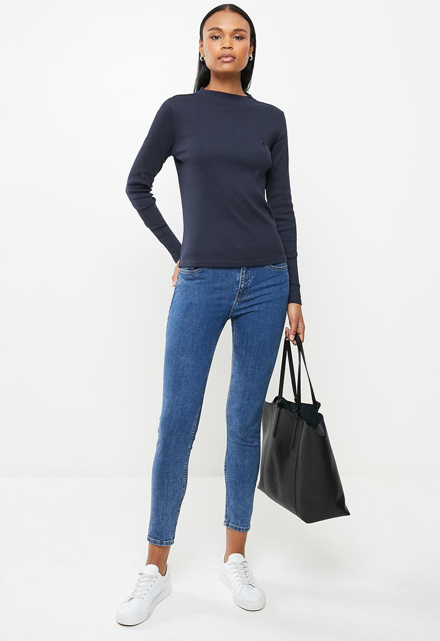 POLO - Woman long sleeve ribbed second skin - navy