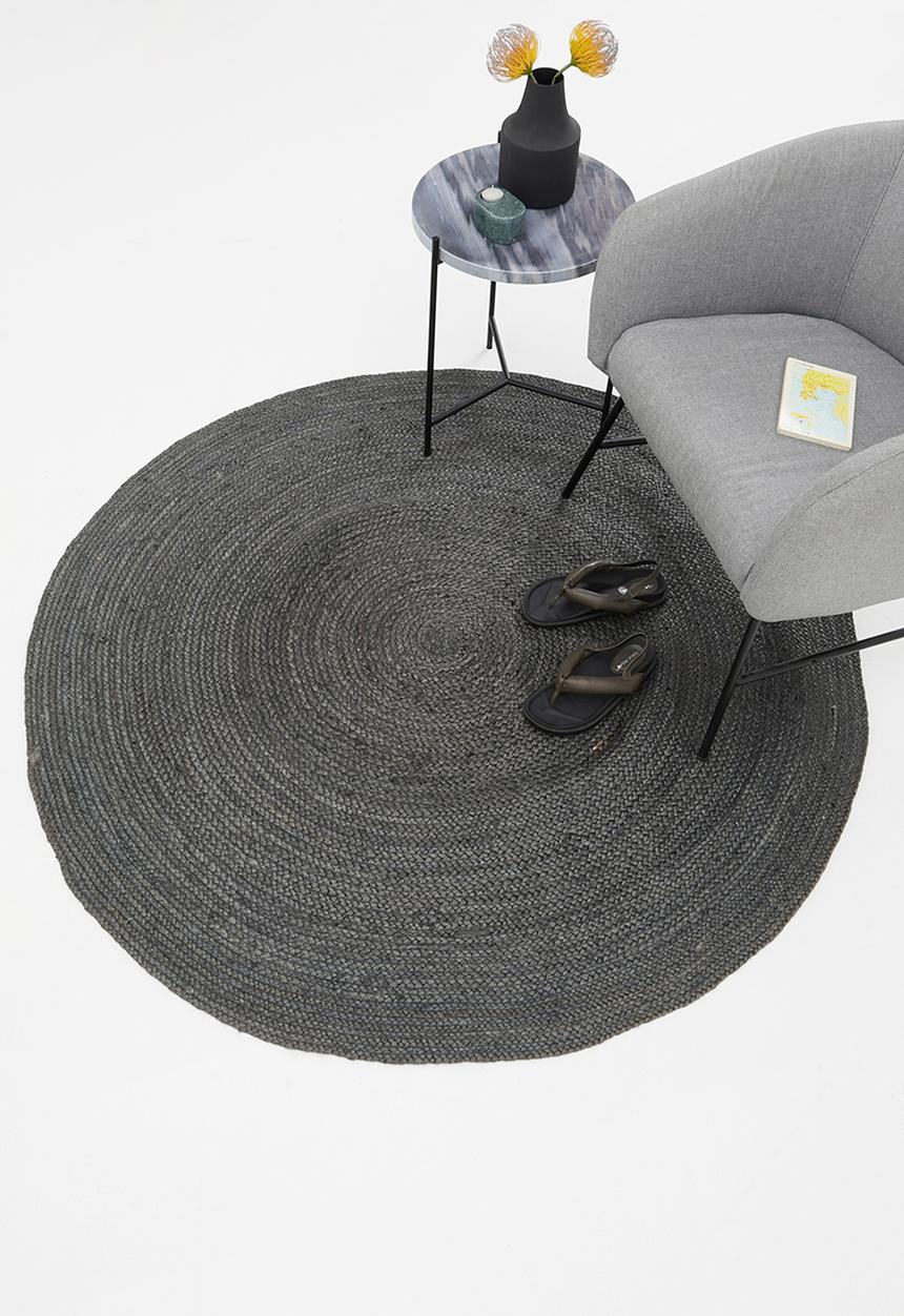 Sixth Floor - Sole jute round rug - charcoal