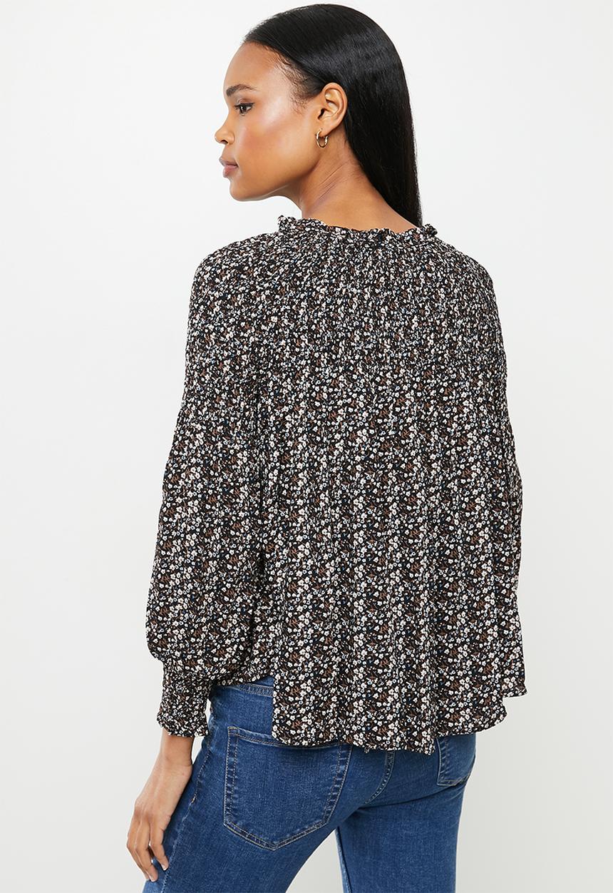 Stella Morgan - Ditsy print blouse top - black
