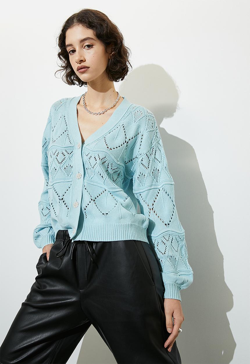 Superbalist - Stitch interest cardigan - dusty aqua
