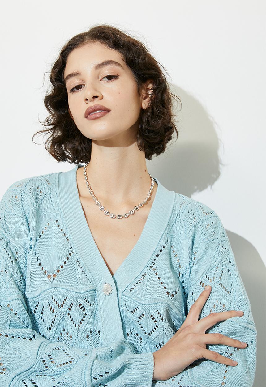 Superbalist - Stitch interest cardigan - dusty aqua