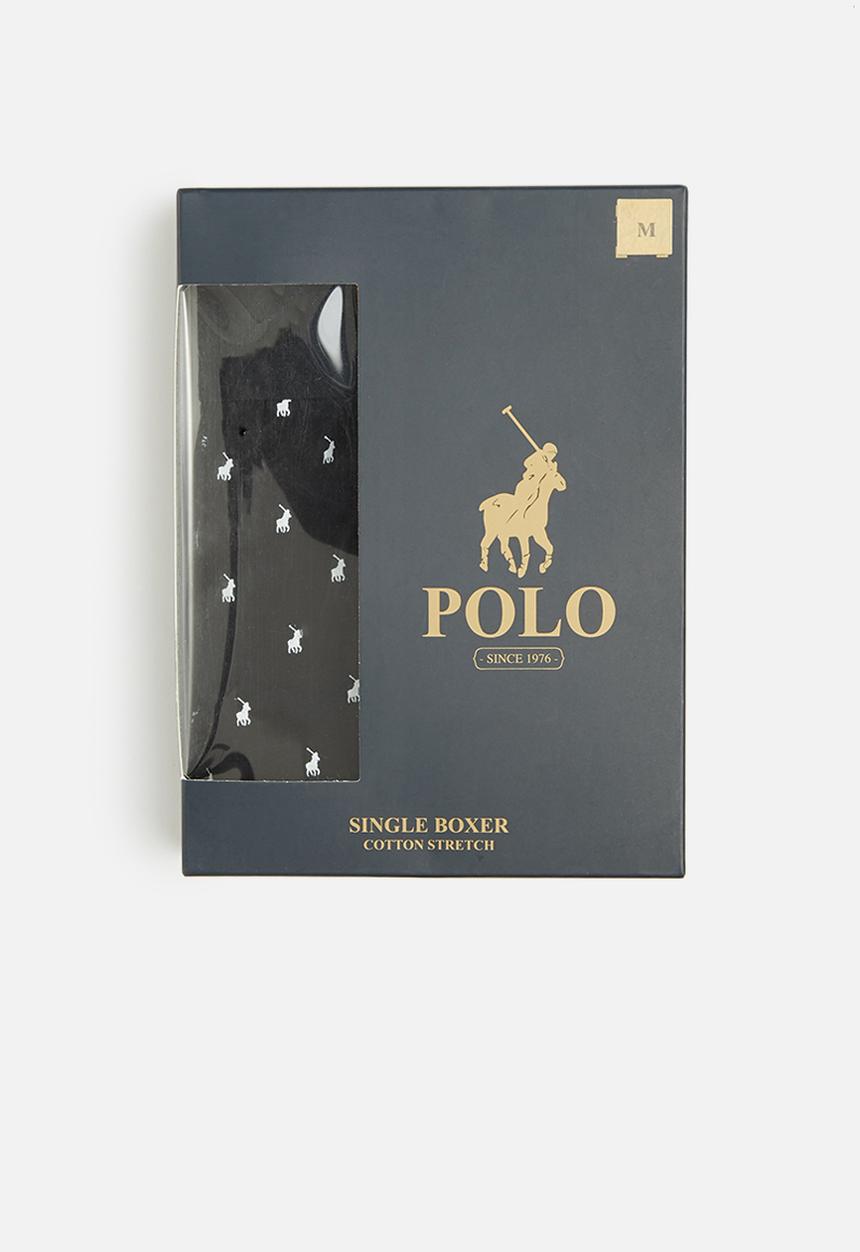 POLO - Men aop pony knit boxer - black