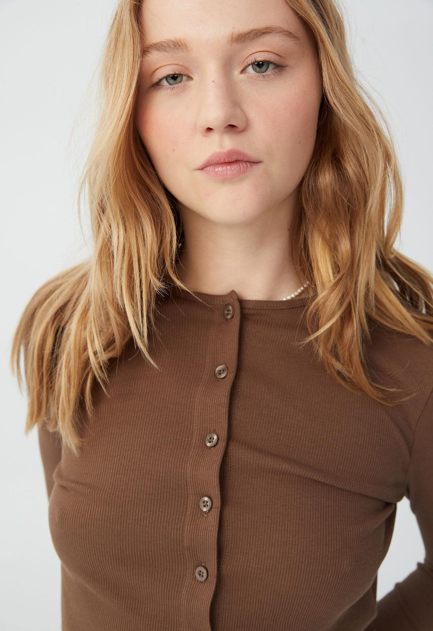 Cotton On - The organic rib cardi - brown