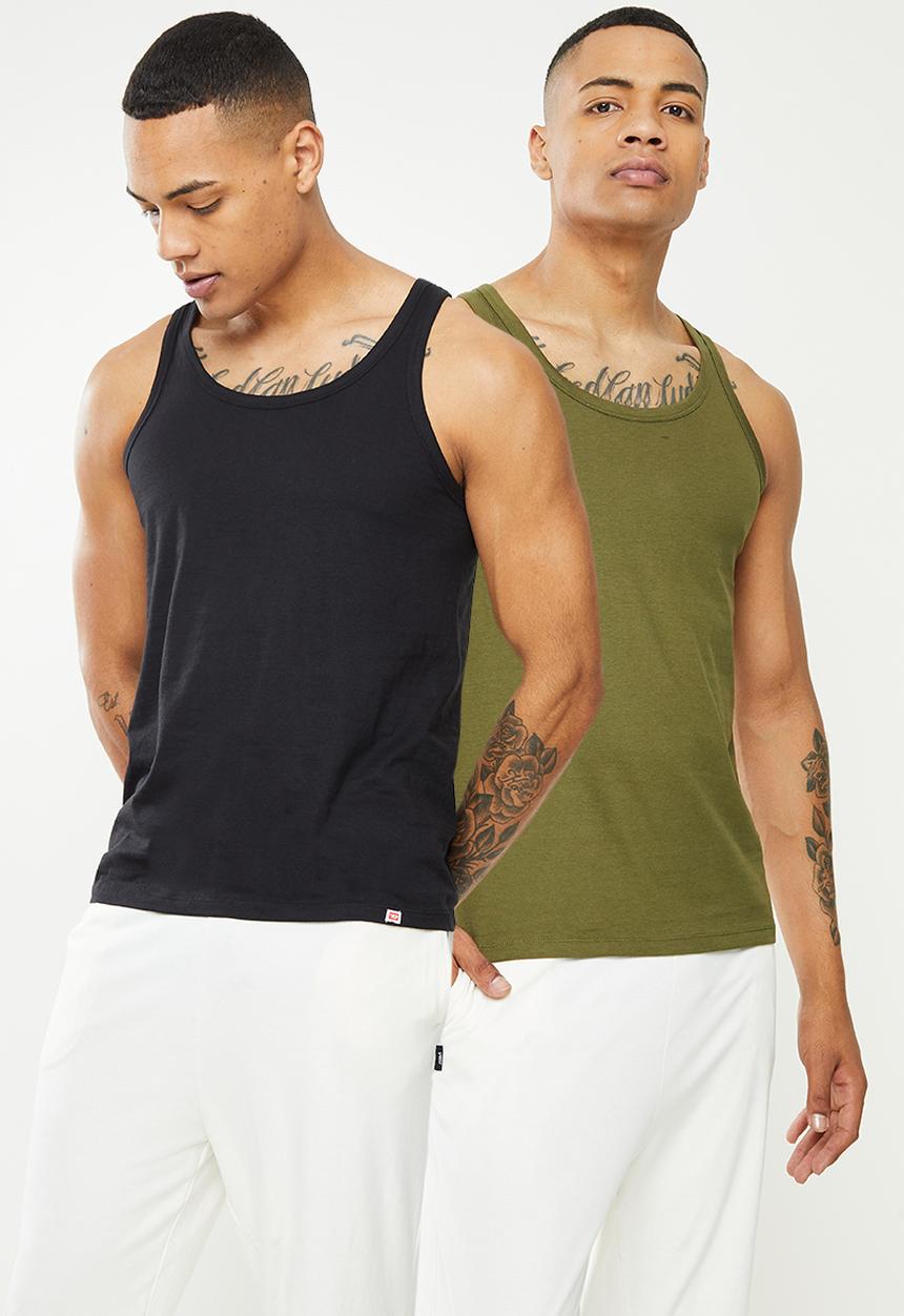 Diesel  - Umtk johnny tube vest 2-pack - black & khaki