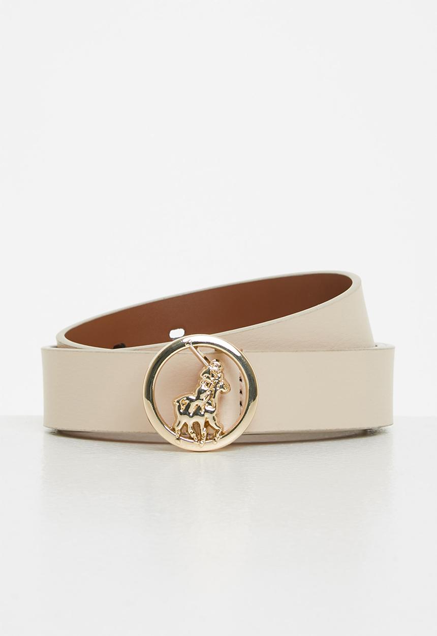 POLO - Sophie coated leather  belt - cream