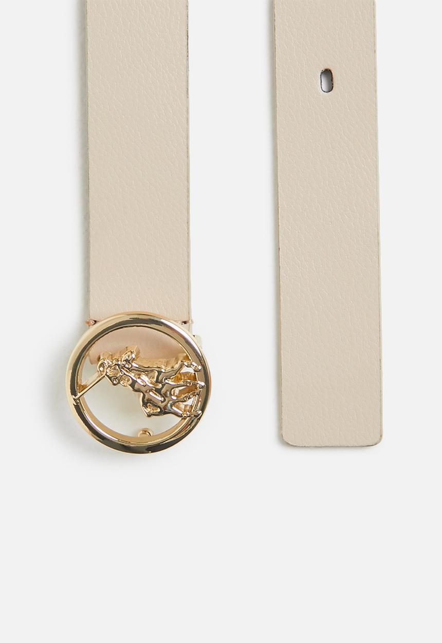 POLO - Sophie coated leather  belt - cream