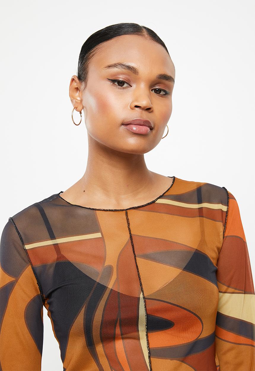 Me&B - Digital printed mesh top - multi
