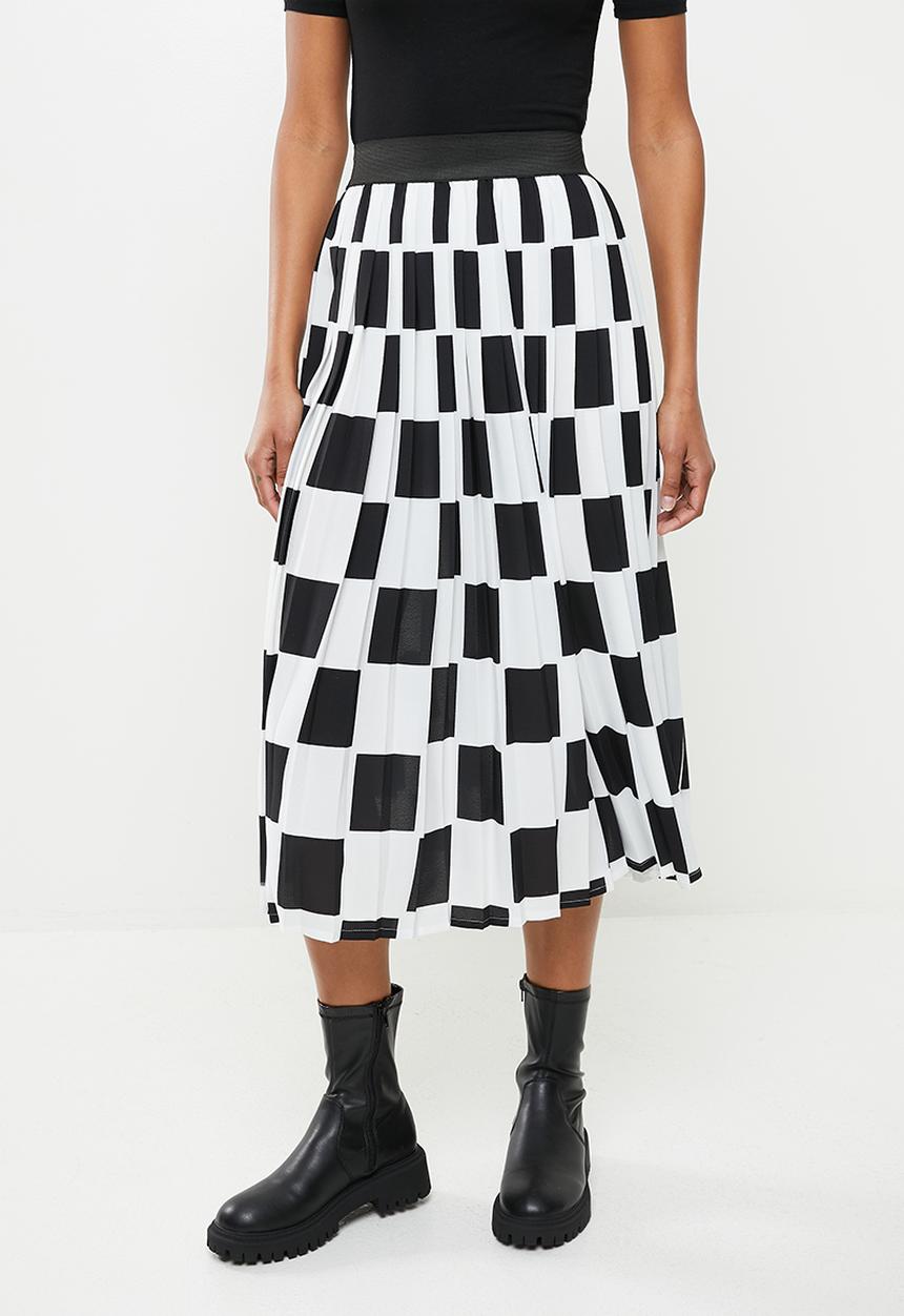 Me&B - Check print skirt - black & white