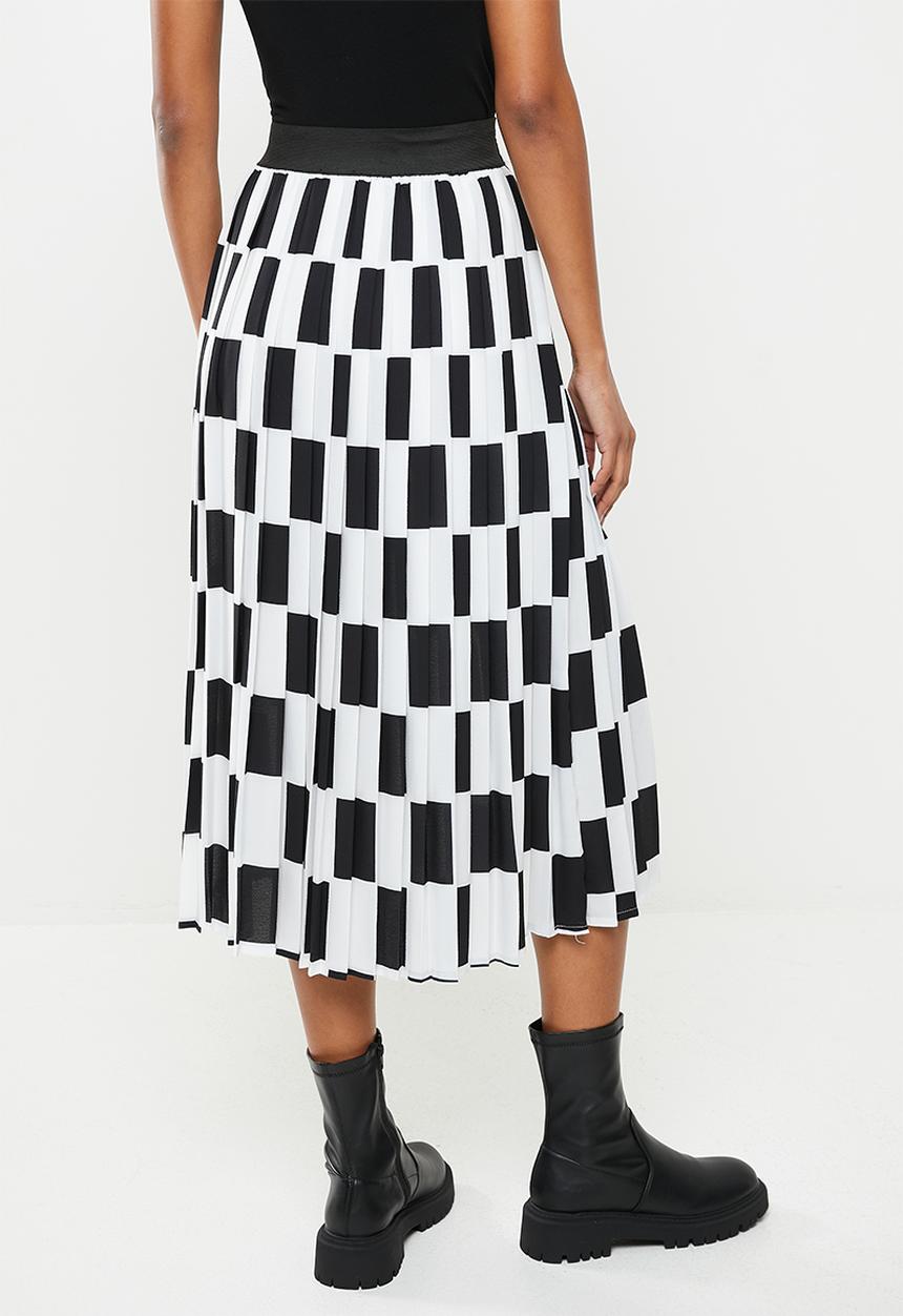 Me&B - Check print skirt - black & white
