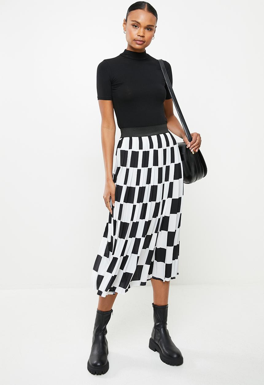 Me&B - Check print skirt - black & white