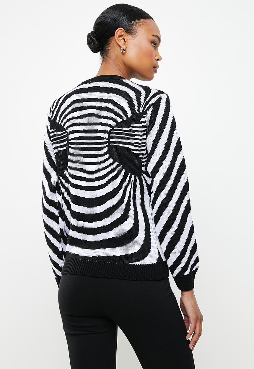 Me&B - Geometric print knit pullover - black & white