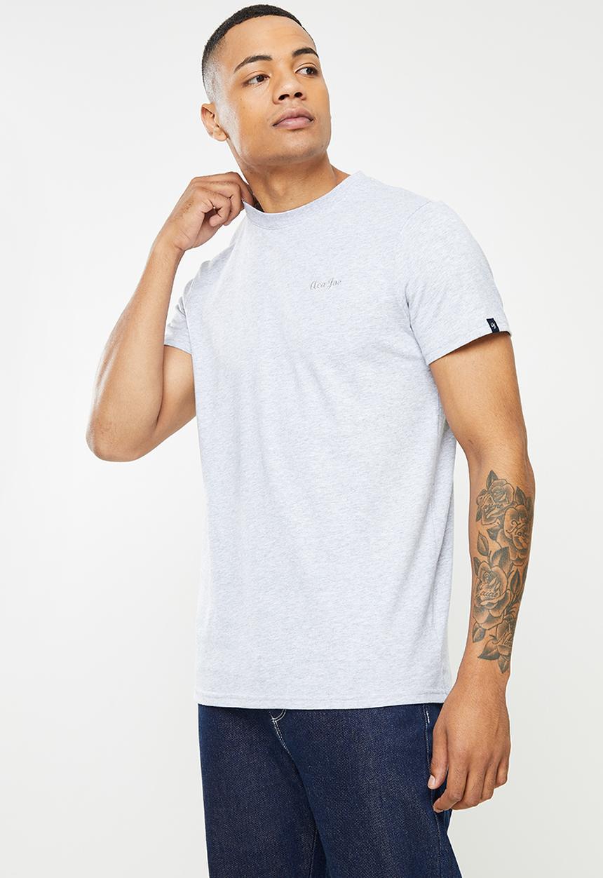 Aca Joe - Small embroidered short sleeve tee - grey melange