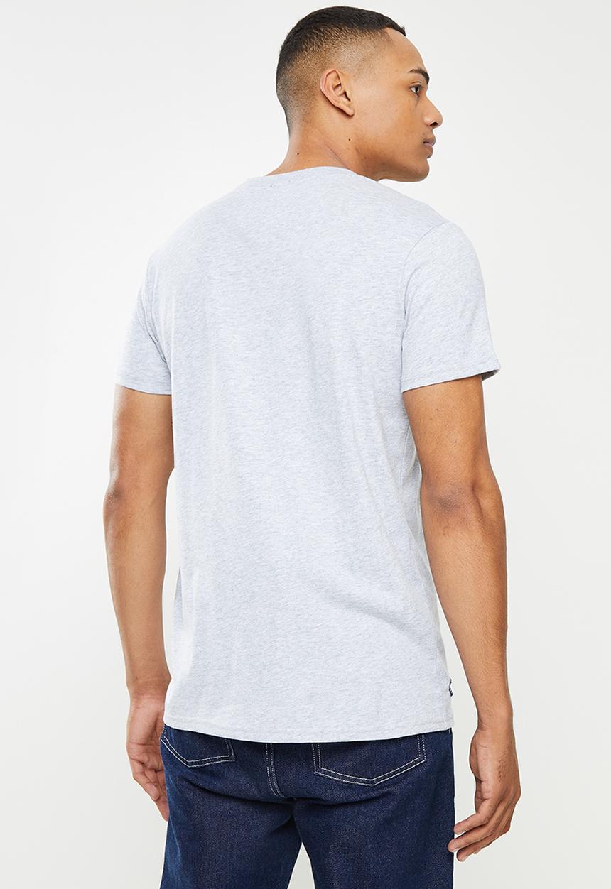 Aca Joe - Small embroidered short sleeve tee - grey melange