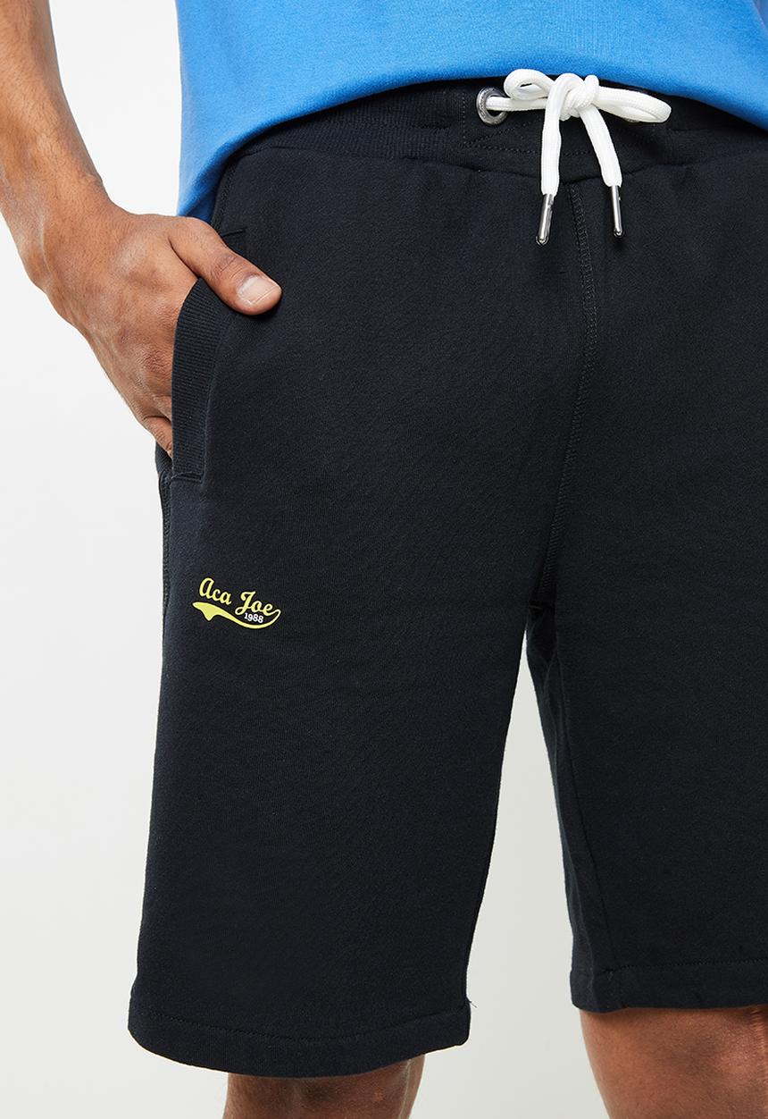 Aca Joe - Small logo fleece shorts - caviar