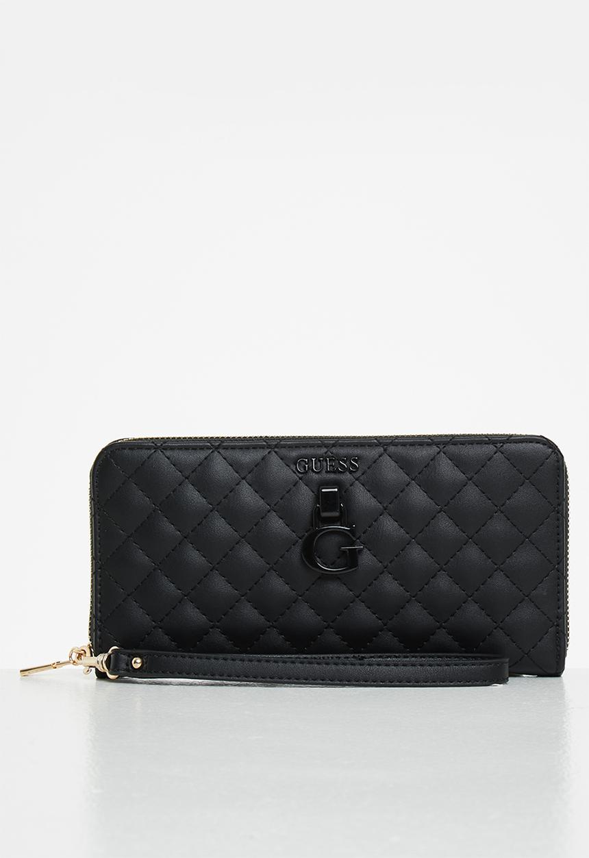 GUESS - Rue rose slg large zip around - black