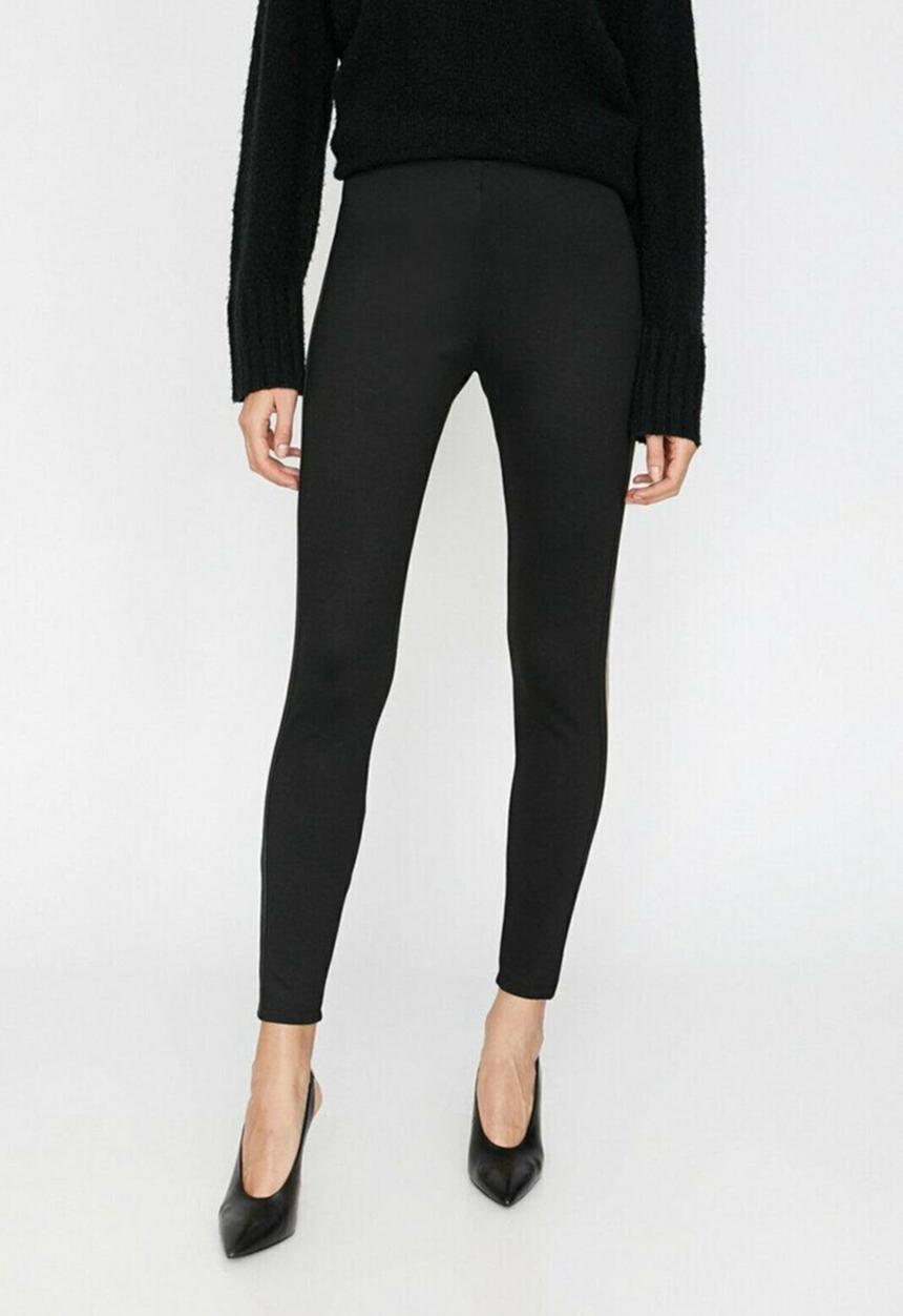 Koton - Medium rise, banded detailed leggings - black