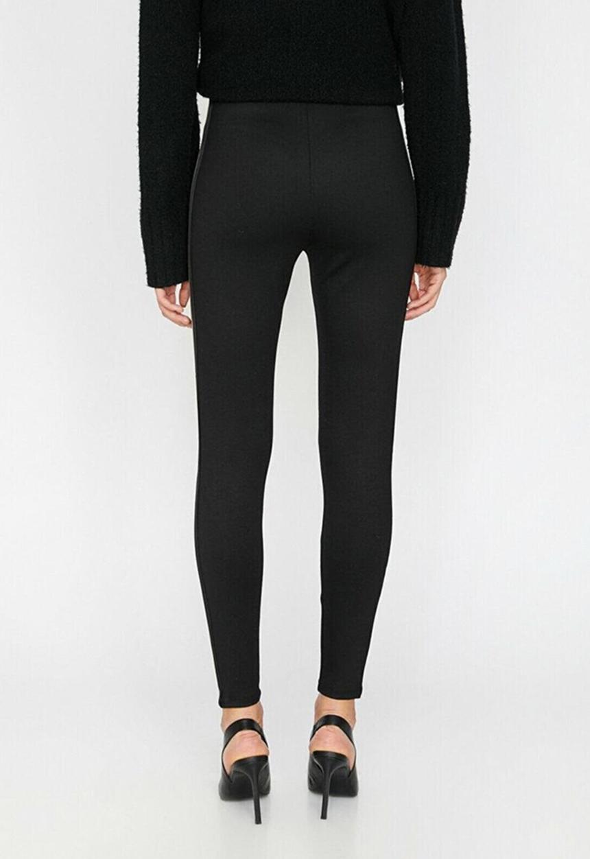 Koton - Medium rise, banded detailed leggings - black