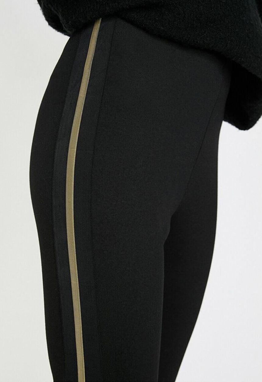 Koton - Medium rise, banded detailed leggings - black