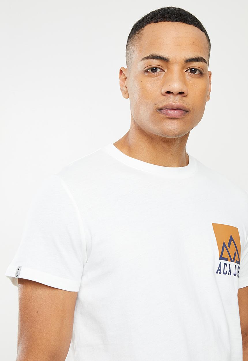 Aca Joe - Mountain left chest print tee - snow white