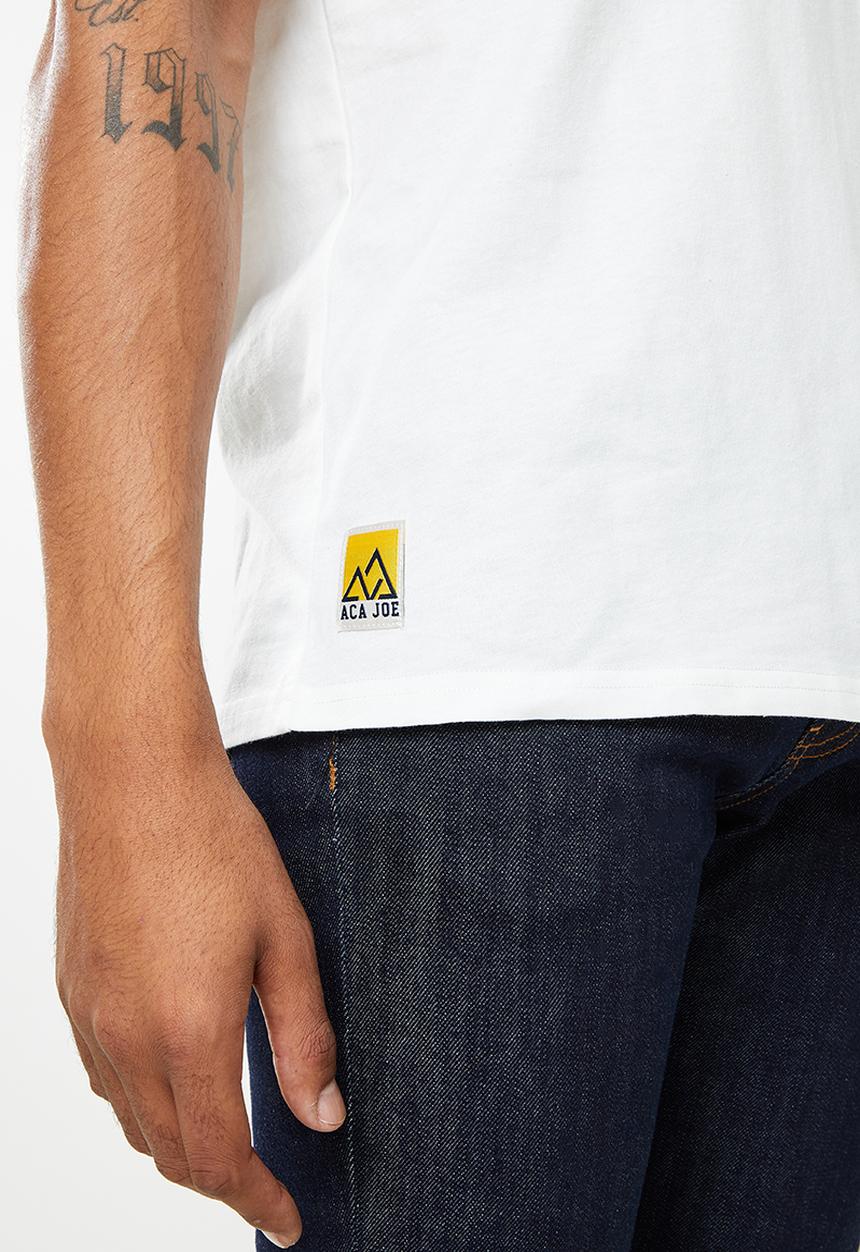 Aca Joe - Mountain left chest print tee - snow white