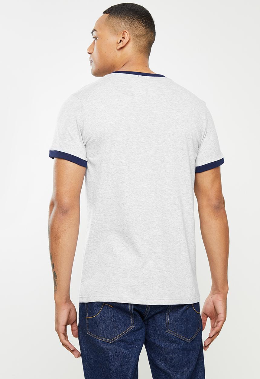 Aca Joe - Ringer applique tee - grey melange
