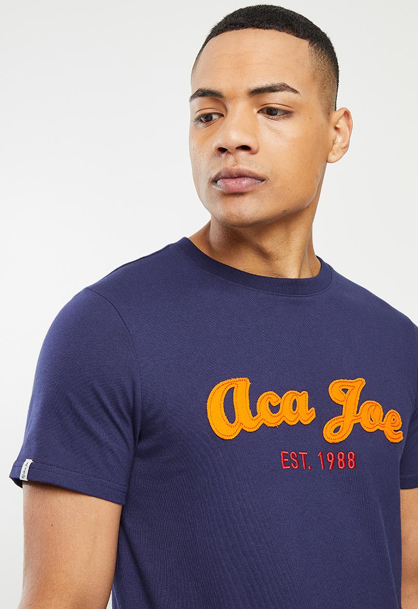 Aca Joe - Applique logo short sleeve tee - navy