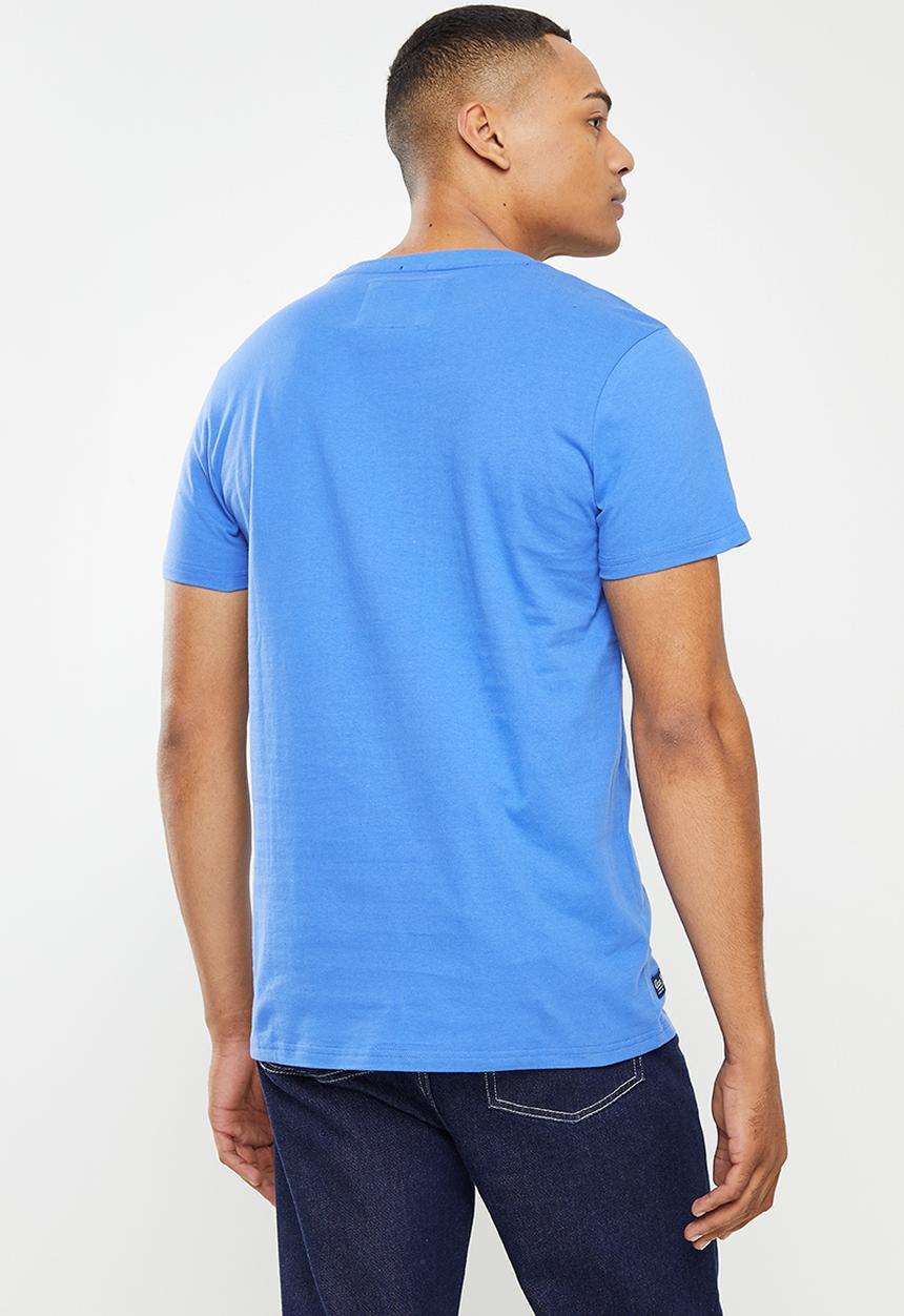 Aca Joe - Small embroidered short sleeve tee - blue