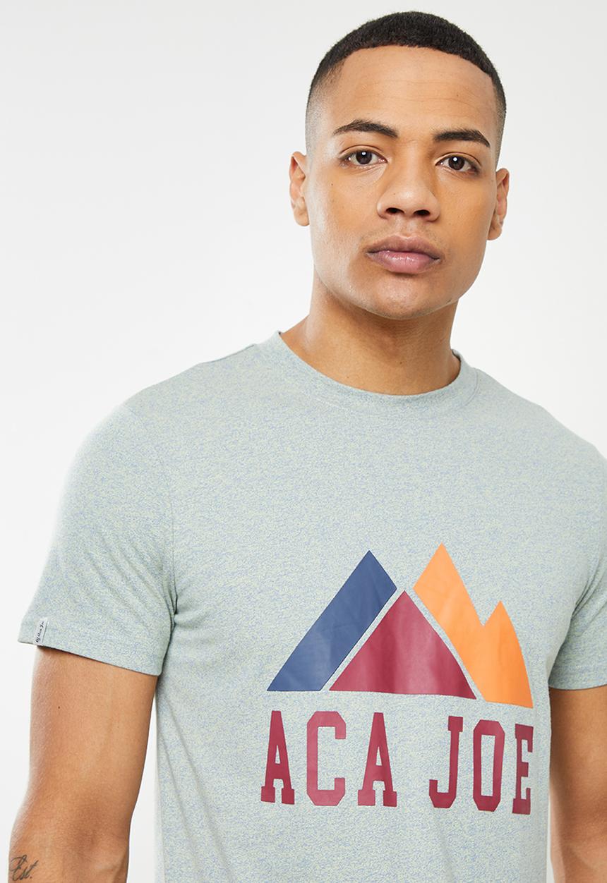 Aca Joe - Aca joe mountain range printed crew tee - charcoal melange