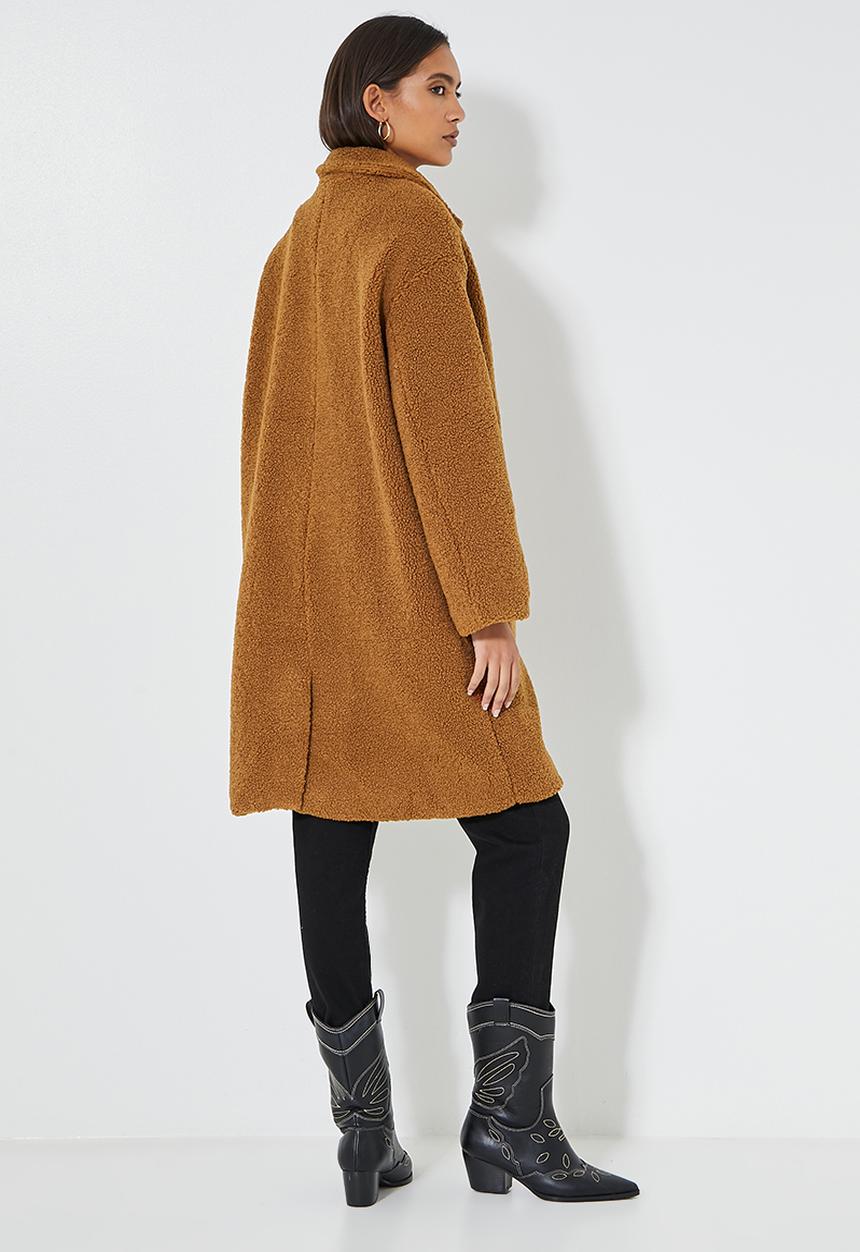 Superbalist - Fuzzy coat - tobacco