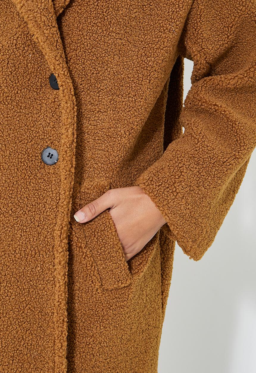 Superbalist - Fuzzy coat - tobacco