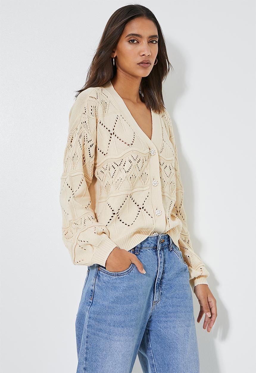 Superbalist - Stitch interest cardigan - dirty ecru