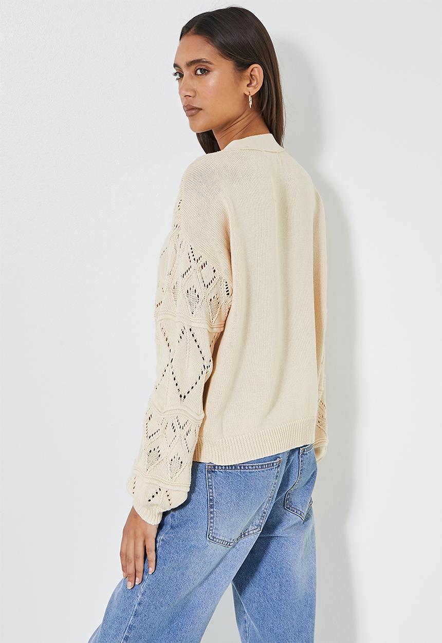 Superbalist - Stitch interest cardigan - dirty ecru