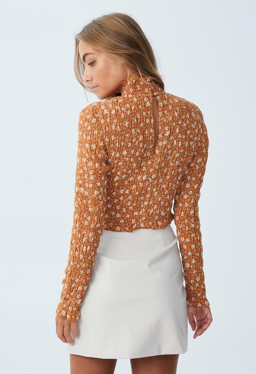Cotton On - Charlie long sleeve mock neck top - janey dainty bronzed brown