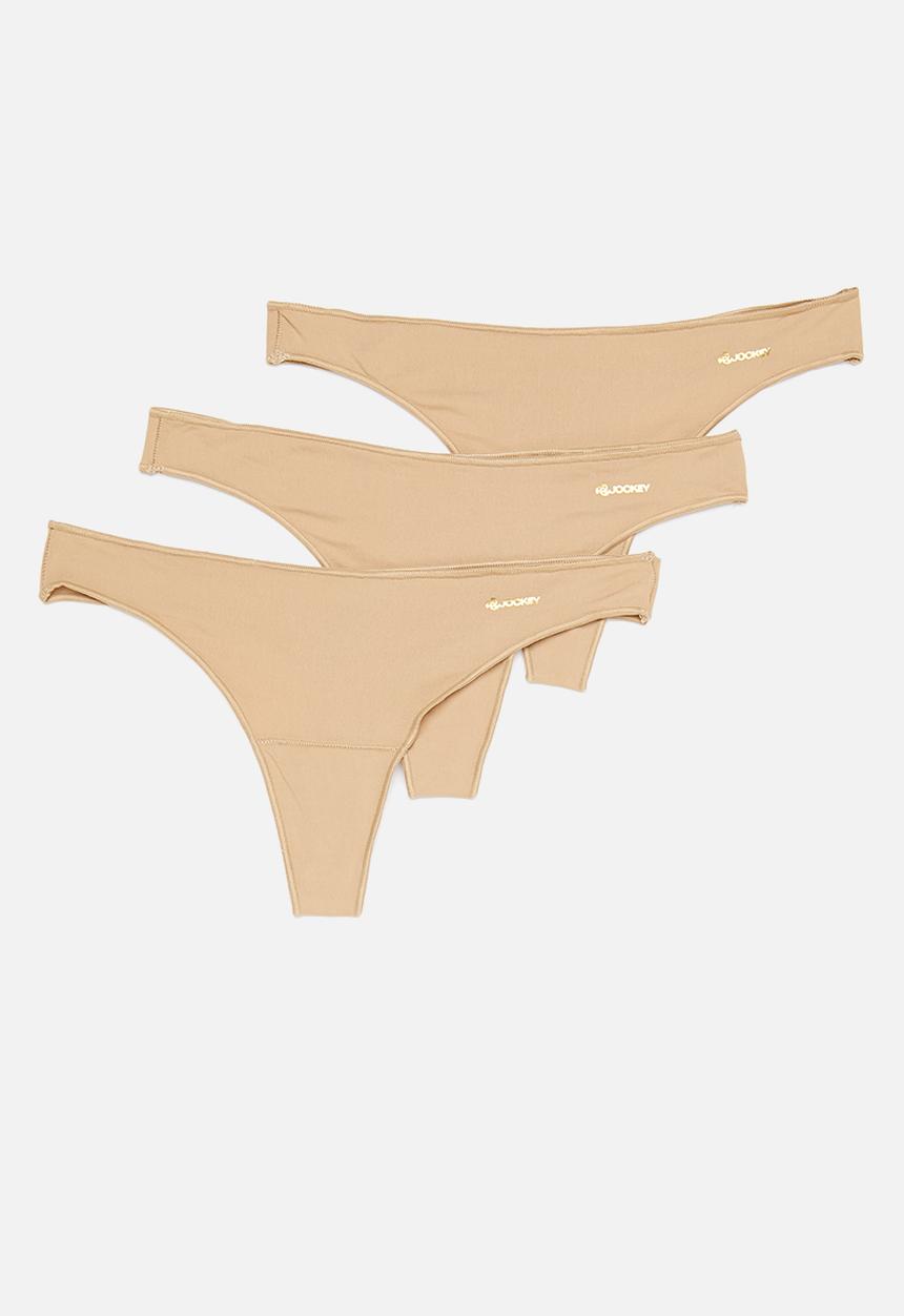 Jockey - 3 Pack no panty line g-string - beige