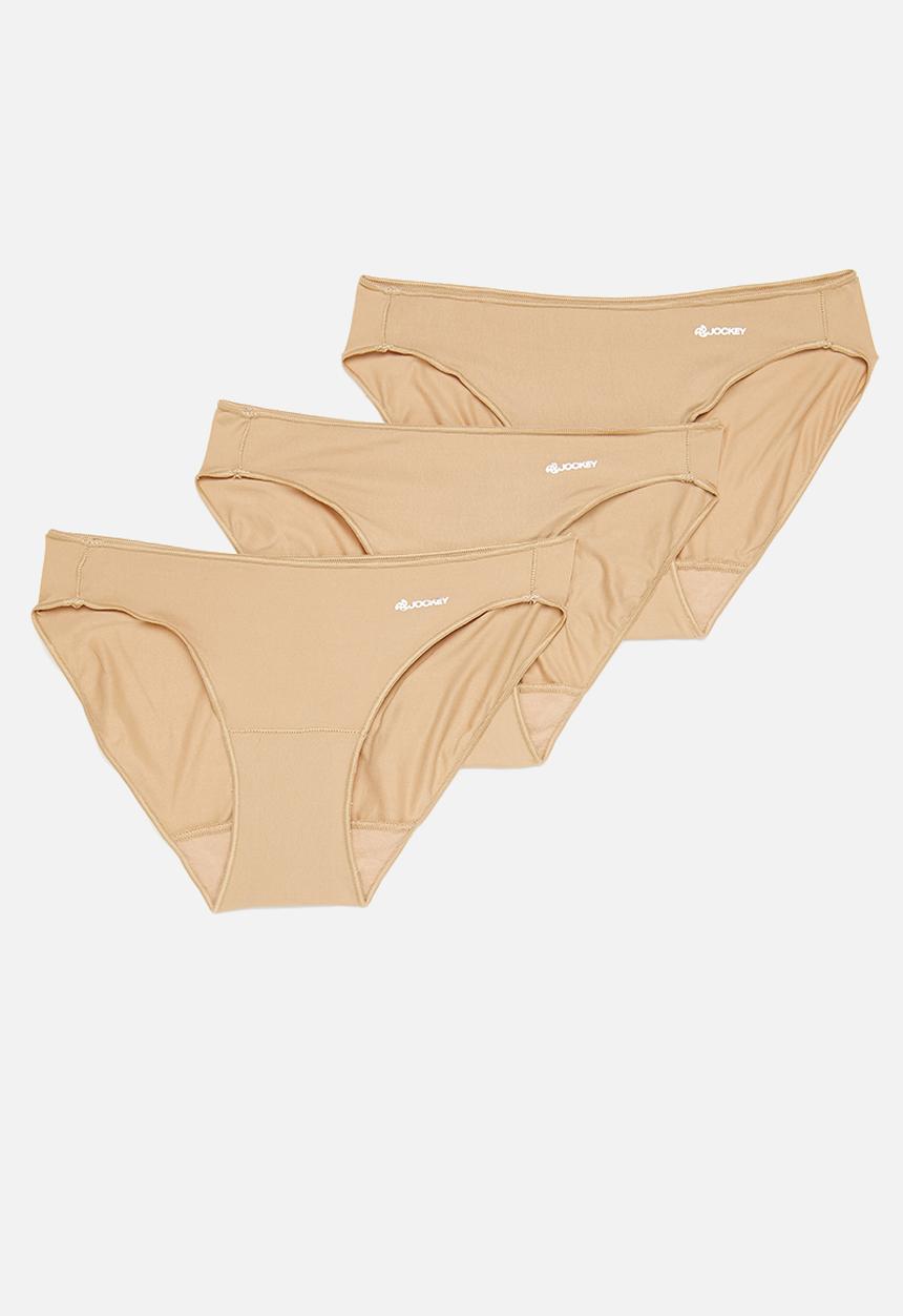 Jockey - 3 Pack no panty line bikini - powder beige