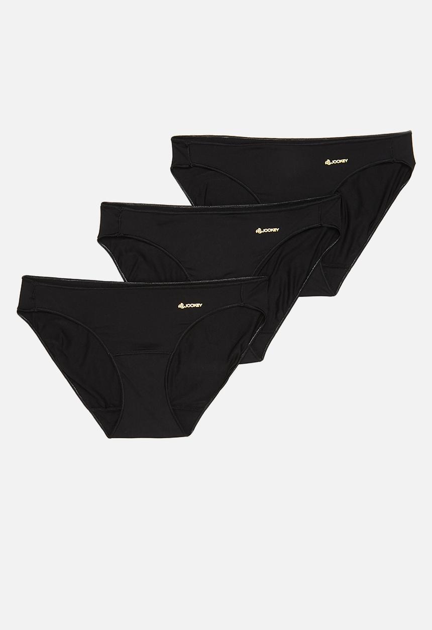 Jockey - 3 Pack no panty line bikini - black