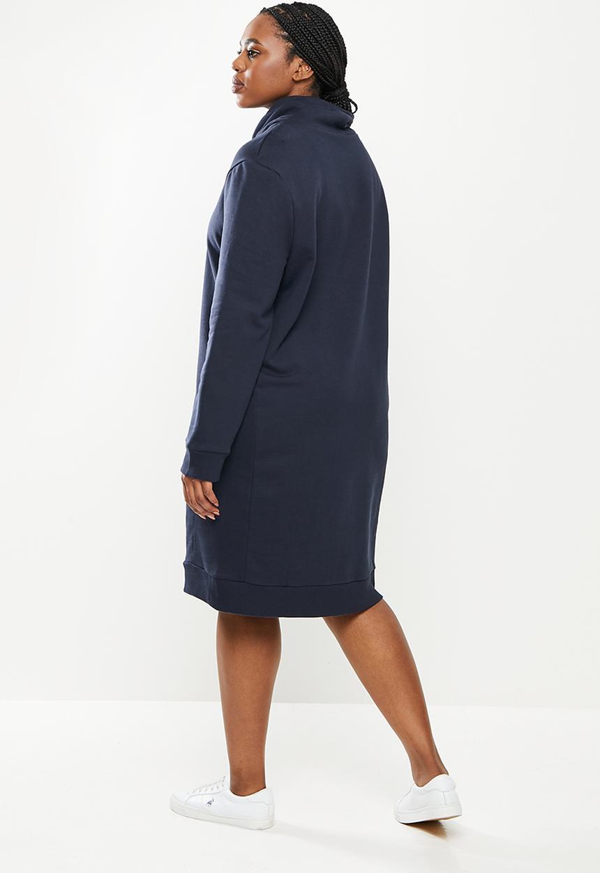 POLO - Plus wmn long sleeve sweater dress - navy