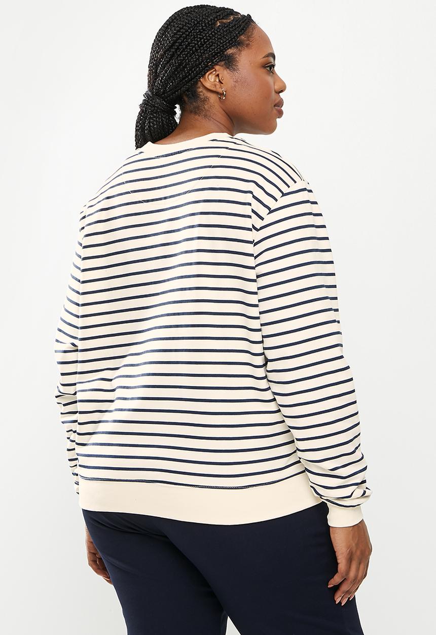 POLO - Plus wmn stripe sweater - navy