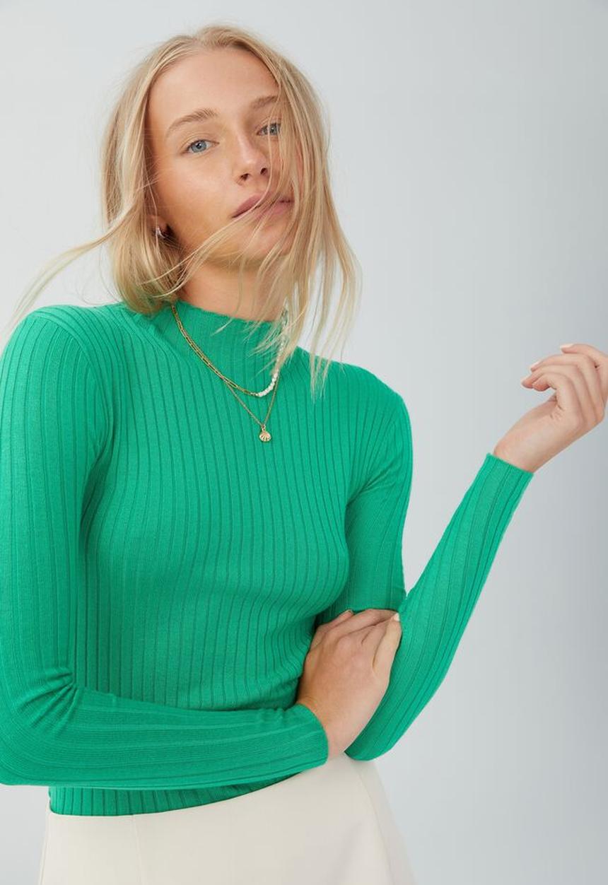 Cotton On - Ribbing mock neck pullover - bright green