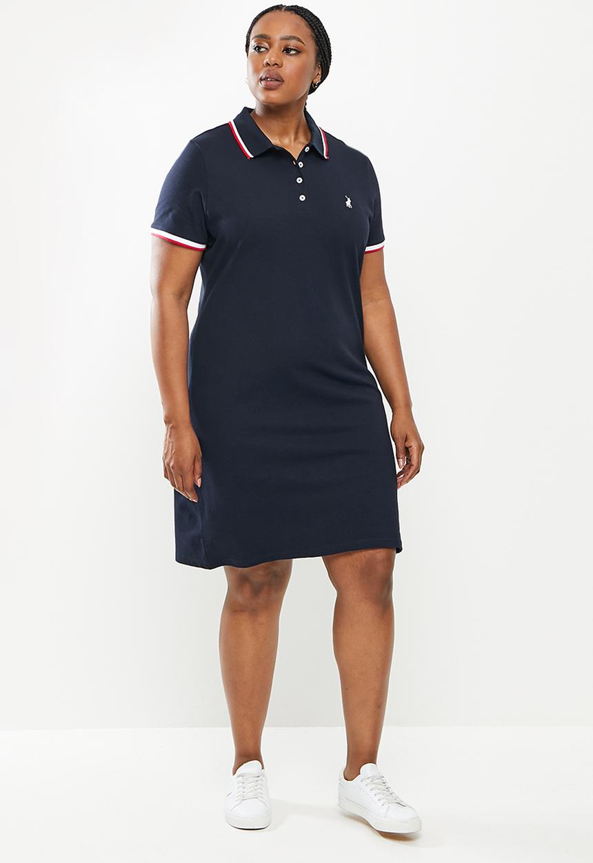 POLO - Plus wmn essential short sleeve golfer dress - navy